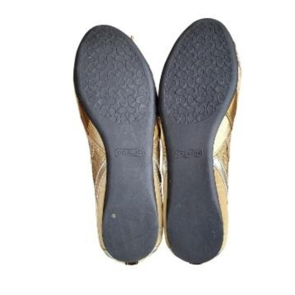 Coach Ariell Patchwork Monogram Signature Gold Flat Ballet Slip On Shoe Women 9 - Picture 5 of 8